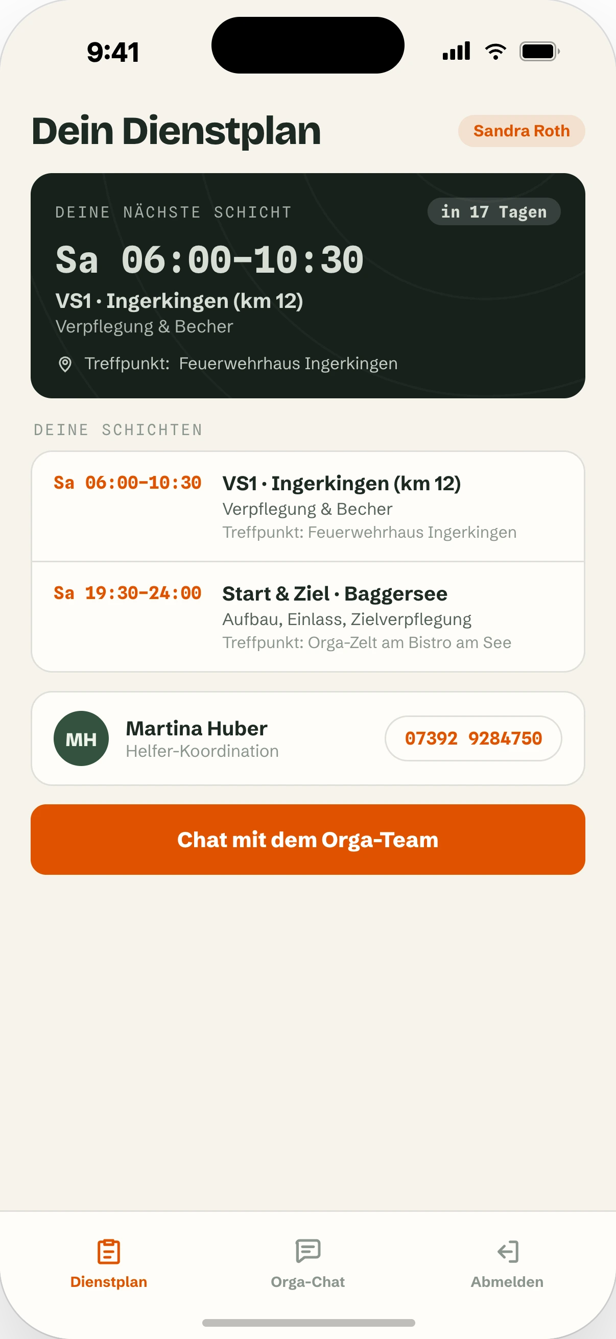 startblock App: Dienstplan