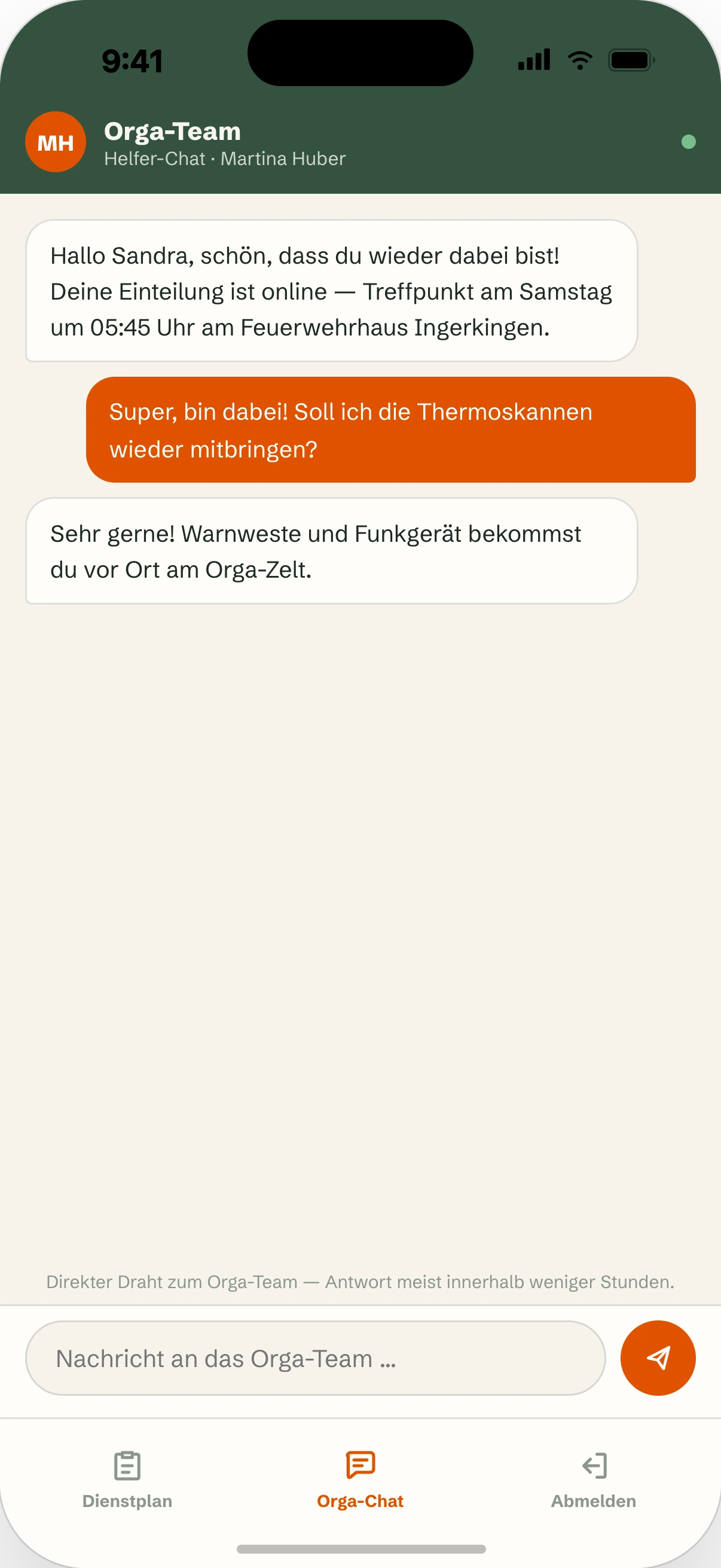 startblock App: Orga-Chat